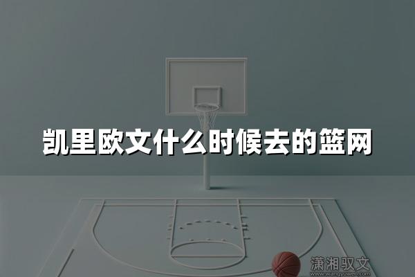 凯里欧文什么时候去的篮网