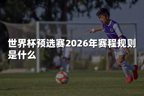 世界杯预选赛2026年赛程规则是什么